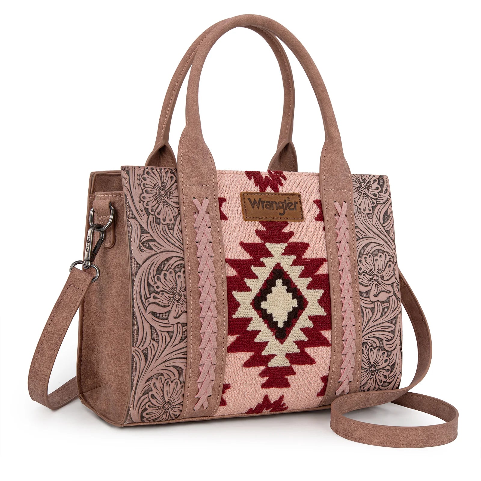 Wrangler Tooled Aztec Pattern Print Concealed Carry Tote/Crossbody