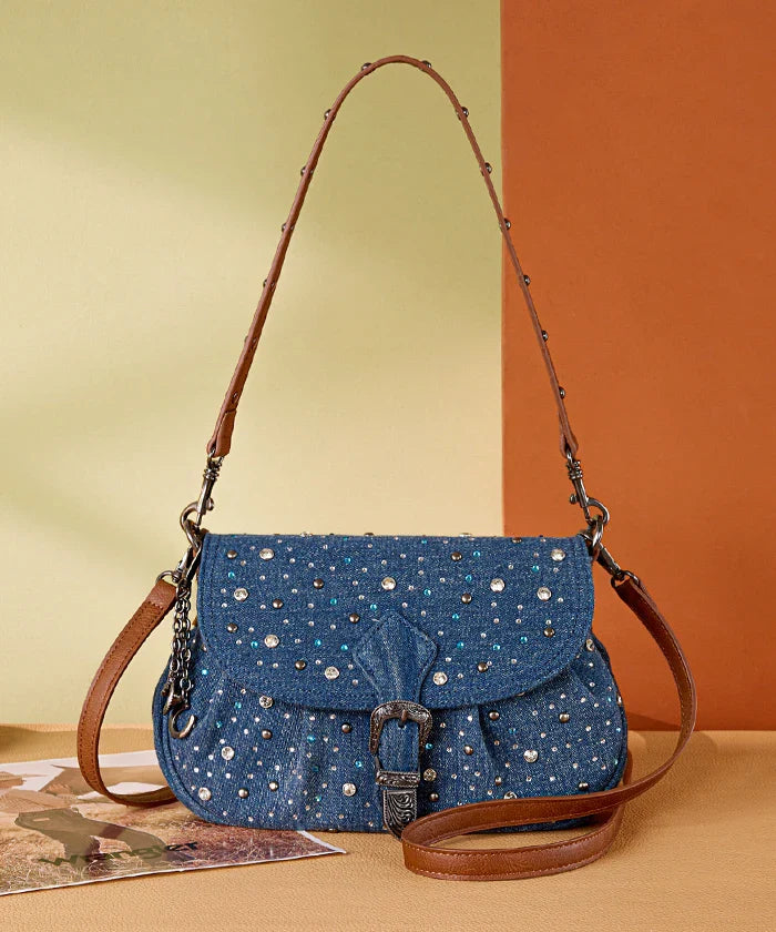 Wrangler Crystal Studded Canvas Saddle Bag