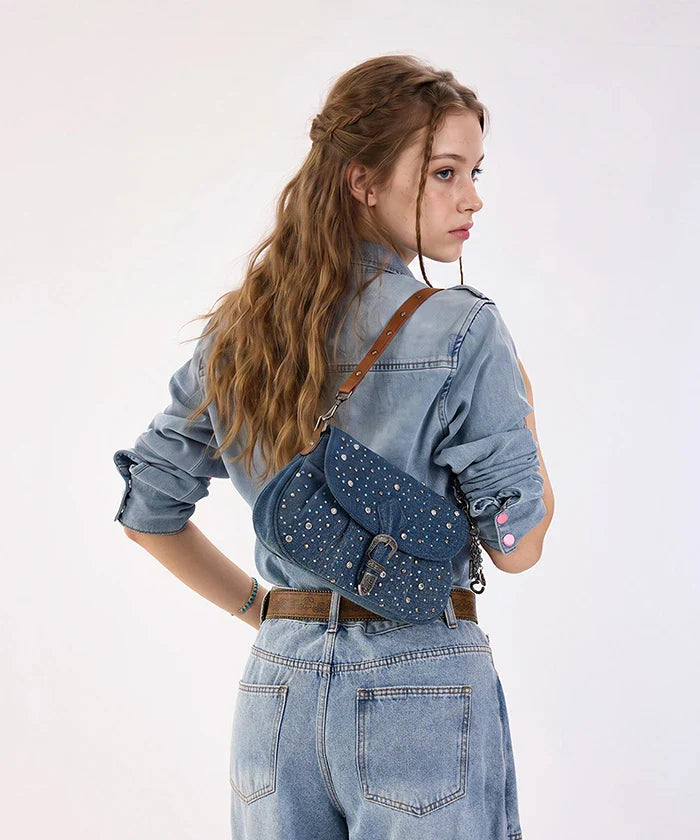 Wrangler Crystal Studded Canvas Saddle Bag