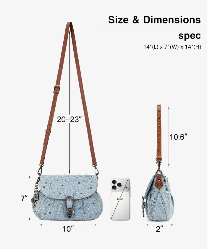 Wrangler Crystal Studded Canvas Saddle Bag