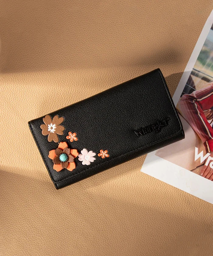 Wrangler Long Floral RFID Wallet Black