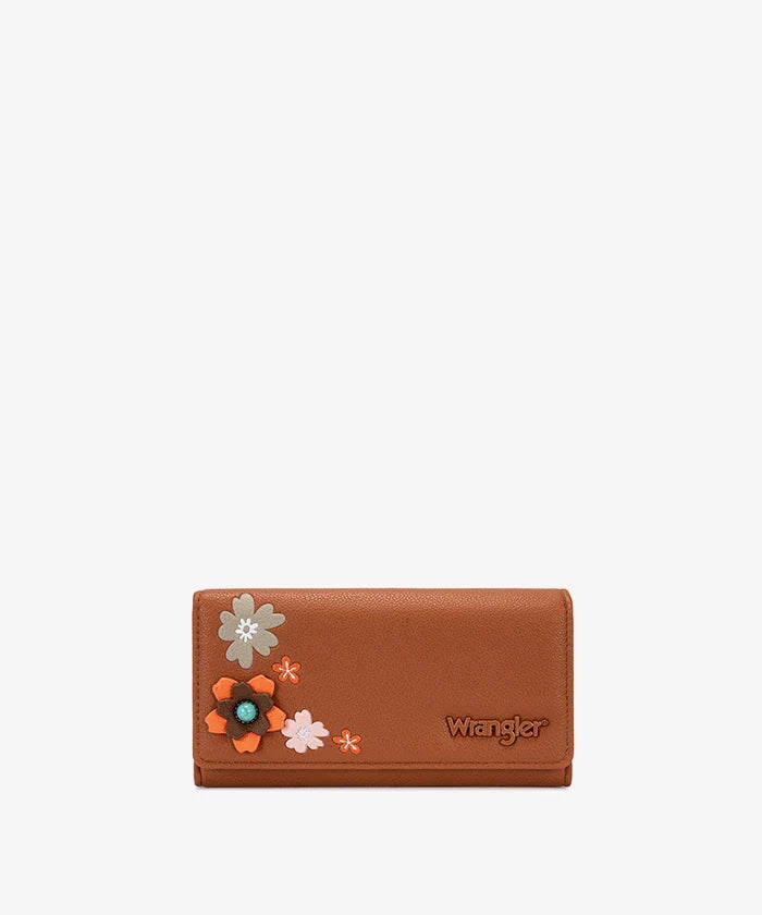 Wrangler Long Floral RFID Wallet Brown