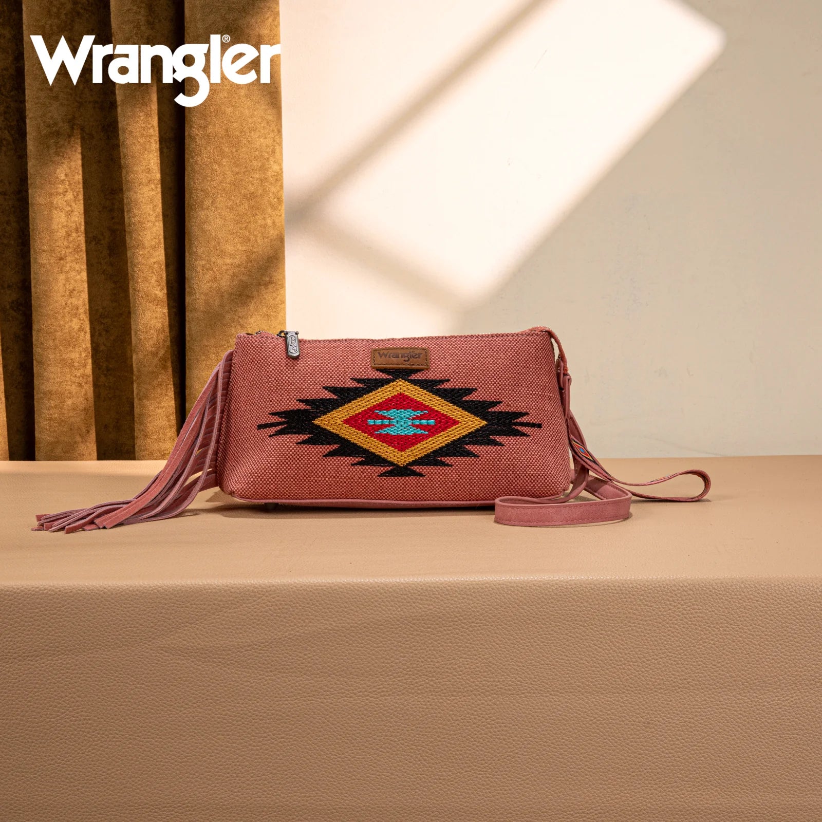 Wrangler Embroidered Aztec Canvas Wristlet/Crossbody